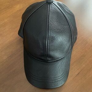 Black faux Leather Baseball Cap